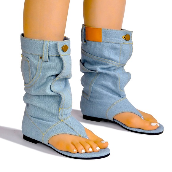 ONE OF A KIND DENIM SANDALS - Picture 3 of 3